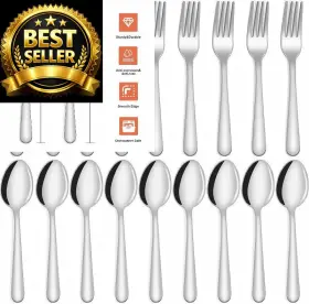 Unokit 726208229677 24-piece Spoons And Forks Set Silverware - 24 Pieces Sliver