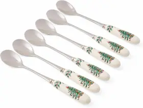 1502666 Usa Spode Christmas Tree Teaspoons Set Of 6 Holiday Silverware For Desserts And Bev
