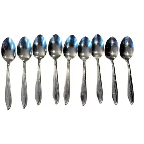 Ut153 Utica Vintage Cutlery Co Stainless 3 Star Atomic Starburst 9 Teaspoons