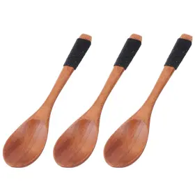 Uxcell 609876499651 Kitchen Cooking Wood Salt Candy Peper Holder Spoon Brown 15cm Length 3pcs