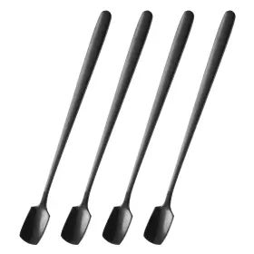 Uxcell 634149699148 4pcs Espresso Spoons 6.1 Inches Stainless Steel Square Coffee Spoon Black