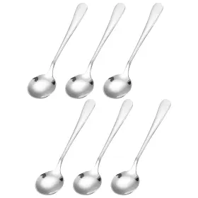 Uxcell 766549132496 6pcs 4.5 Inch Stainless Steel Soup Spoon Tea Spoons Round Dinner Silver