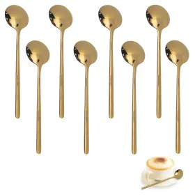 V Tower 604220456304 Gold Coffee Spoons 8pcs 5.25 Inch Tea Small For Bar