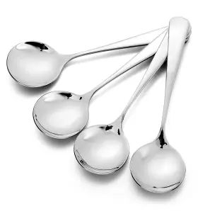 690649 Valuebargain Soup Spoons Stainless Steel 4 Pcs Cereal Heavy Duty Round Spoon