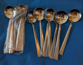 5714sx002 Varick Pomme Set Of 20 Stainless Flatware Round Soup Spoons