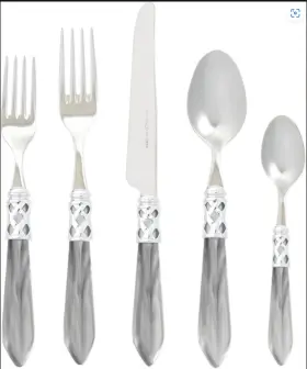 Ald-9800 Vietri Aladdin Brilliant Clear Flatware 18/10 Stainless 5 Pc Place Setting New