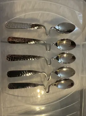 1457140180 Villeroy & Boch And Stainless Caff Espresso Spoon-ftnew Waveft Hammered - Set Of 5