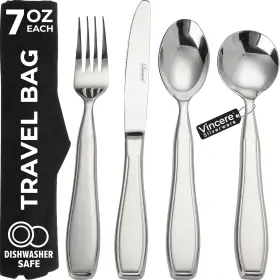 Vincere Silverware 632726003210 Weighted Utensils For Tremors And Parkinsons Heavy Weight Stainless Steel