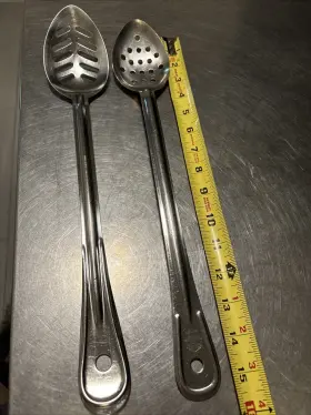 6150 Vollrath 2 Large Stainless Spoons 1 Is Us Made And Japan - Great Condition