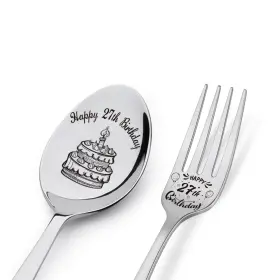 Vwalk 769326768376 Happy 27th Birthday Spoon&fork Gifts Engraved Personalized Birthda
