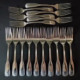 Wl2806 Walco Lot Of 16 Stainless Fanfare Flatware Salad Forks Shell Handle