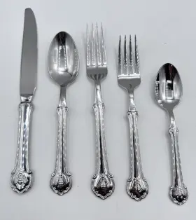 5020239 Wallace Napoleon Bee Stainless Steel 39pc Flatware Set Service For 6 With Extras
