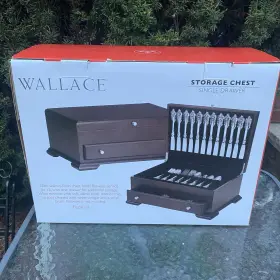 5022741 Wallace Dark Walnut Single Drawer Footed Flatware Storage Chest