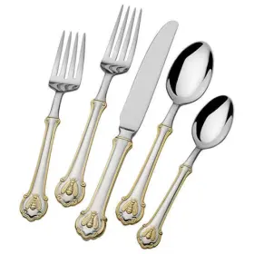 Wallace 5478 18/10 Stainless Napoleon Bee Gold Flatware 5 Pc Place Setting