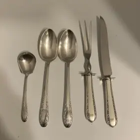 M3259 Wallace 5 Pc Sweetheart - Brothers Plate Silverplate Flatware Serving Set #2