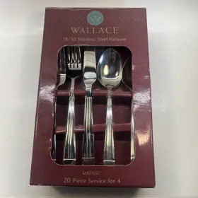 4003038 Wallace Matisse 20 Piece Set 18/10 Glossy Stainless Flatware Service For 4 New