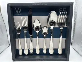 W1836504 Wallace Continental Classic 18/10 Stainless 65pc Flatware Set Service For 12