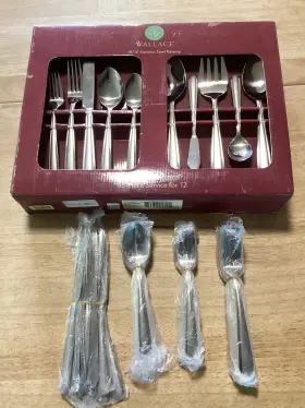 W3876504 Wallace Stainless 18/10 Flatware Inch Promenade Frost 54 Pieces Missing Teaspoons