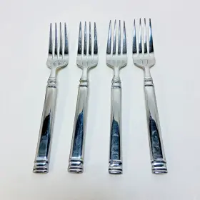 Was205 Wallace Set Of 4 Stainless Glossy 7.25 Inch Dinner Forks Flatware Silverware