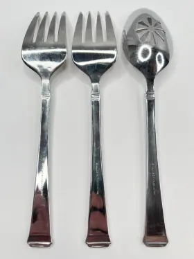 Was223 Wallace Lot Of 3 Serving Pieces 1 Slotted Spoon 2 Forks Glossy Stainless #2