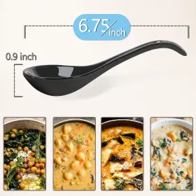 Wareland 619185319878 Asian Soup Spoon Set Of 6 6.75 Inch Ultrafine Ceramic Chinese Spoons Black #2