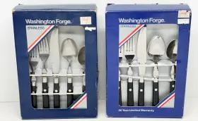 Washington Forge 788891363205 Nos Service For 8 Mardi Gras Stainless Flatware Black Handle