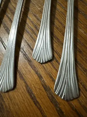 Waf16 Washington Forge Stainless Spoons Knives Forks Flare Tip Lot Of 12 #2