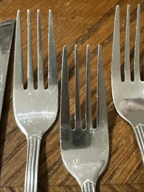 Waf16 Washington Forge Stainless Spoons Knives Forks Flare Tip Lot Of 12 #3