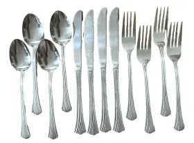 Waf16 Washington Forge Stainless Spoons Knives Forks Flare Tip Lot Of 12