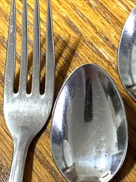 Waf6 Washington Forge Stainless Knives Spoons Forks Teaspoons Curved Line 27 Pcs #3