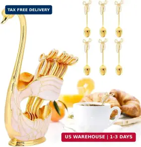Watris Veiyi Veiyit9uxkp4m8g-11 Coffee Spoons Set Dessert 6pcs Tea With Swan Ba