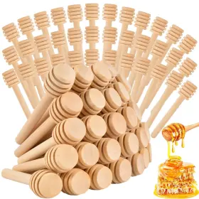 B0f21lzvpd Wefoo 200x 3 Inch Wooden Honey Dipper Sticks Mini Honeycomb Stirrers For Jars/party