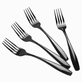 Wekioger 754909749026 12 Piece Stainless Steel Table Fork Set 8 Inch Dinner Forks Black