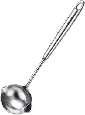 Wkn304638a Wenkoni Soup Ladle With Pour Spout Separator 13-inch Hollow Handle Sus Silver