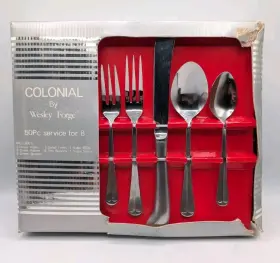 Wlf3 Wesley Forge Tipped Colonial Pattern Flatware Set Korea Stainless 50pc