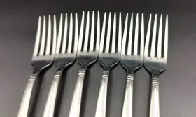 Ohs84 West Bend Set Of 6 Oneida Pattern Stainless Dinner Forks #3