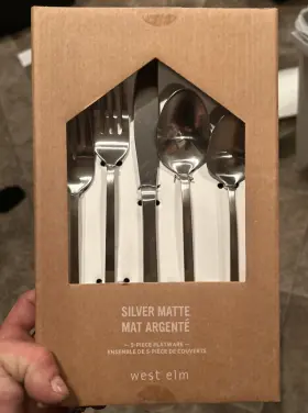 West Elm 334125p441 Silver Matte 5 Piece Flatware By New In Box 18/10