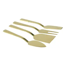 Wild Eye 715833471131 Set Of 4 Metallic Gold Stainless Steel Modern Style Cheese Knives 5.25 Inch