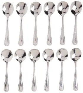 Winco 812944000639 12-piece Dots Bouillon Spoon Set 18-0 Stainless Steel Silver