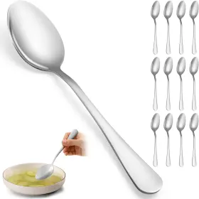 Wiskema 445040846806 12 Pcs Stainless Steel 8 Inch Dinner Spoons Set For Home Or Kitchen Use