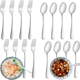 Wiskema 726084061798 24 Pcs Forks And Spoons Silverware Set Food Grade Stainless Steel Flatware Cutl