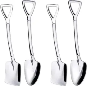 Dwb2017 Wlngtv 4 Pcs Silver Stainless Steel Dessert Spoons Spoon Set 4.8 Inch Shovel Sha