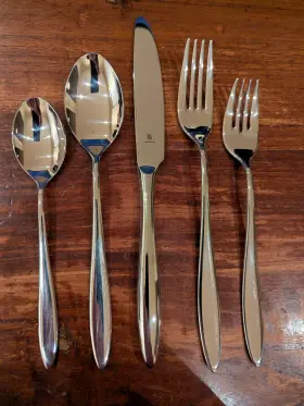 Wmf 744004072068 Cromargan Balance Pattern 5 Pc Stainless Flatware Setting Nib