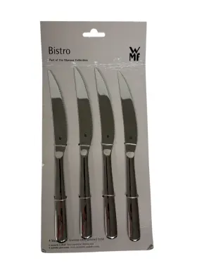 Wmf 744004493528 Bistro Manaos Collection 4 Steak Knives Stainless Steel Polished Finish