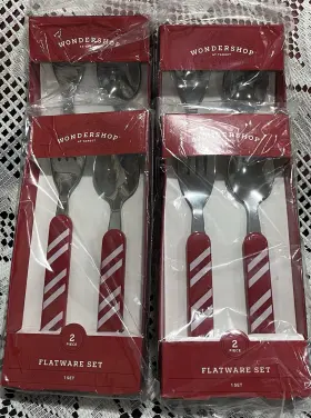 Wondershop 198101339096 Toddler Flatware Set- X4 Red And White Spoon Fork-wondershop Bpa Free