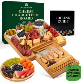 Woodenhouse 842167115001 Bamboo Charcuterie Boards Gift Set - Meat And Cheese Tray With Utensils Frui