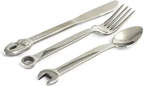 Wrenchware 638037260922 Large 3-piece Silverware Set Tool Fork Knife And Spoon Case St