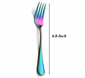 Wyt 664918718497 Colorful Salad Forks Set Of 8 Stainless Steel Rainbow Dessert 8-piece #2