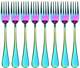 Wyt 664918718497 Colorful Salad Forks Set Of 8 Stainless Steel Rainbow Dessert 8-piece #3