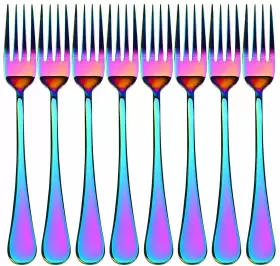 Wyt 664918731939 Colorful Dinner Forks Set Of 8 Stainless Steel Rainbow 8-piece Silverware Di #3